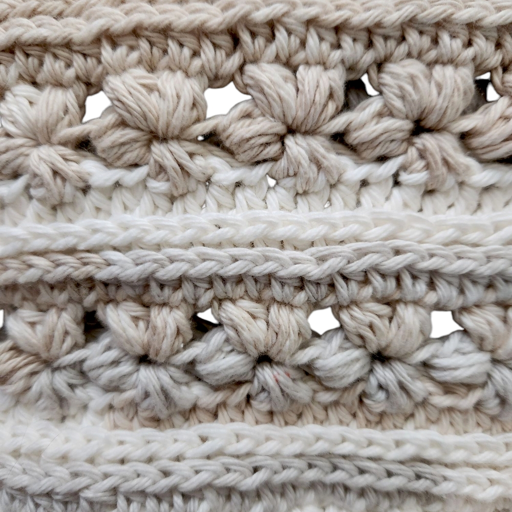 Handmade Shopping Tote Cream and Tan with Intricate Detailing - Picture 10 of 11